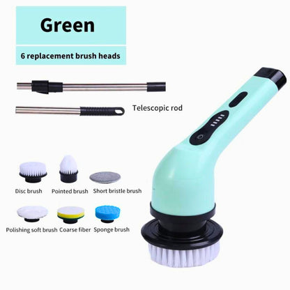 Electric cleaning brush green 6 heads