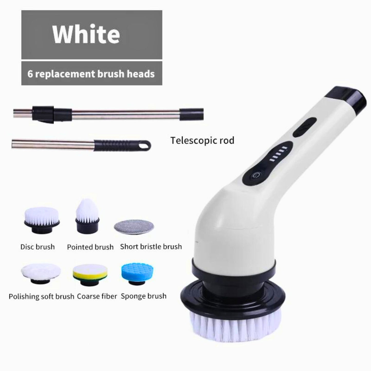 Electric cleaning brush white 6 heads