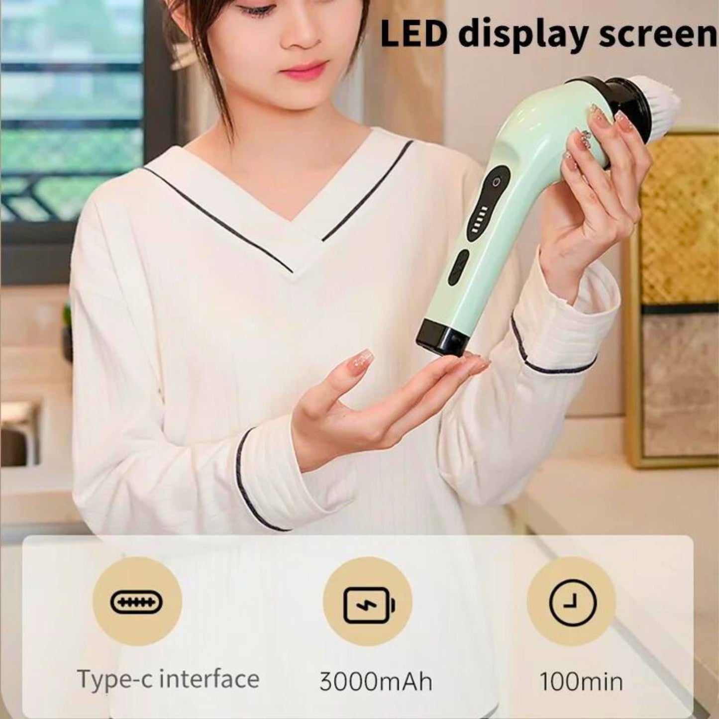 Electric cleaning brush led display