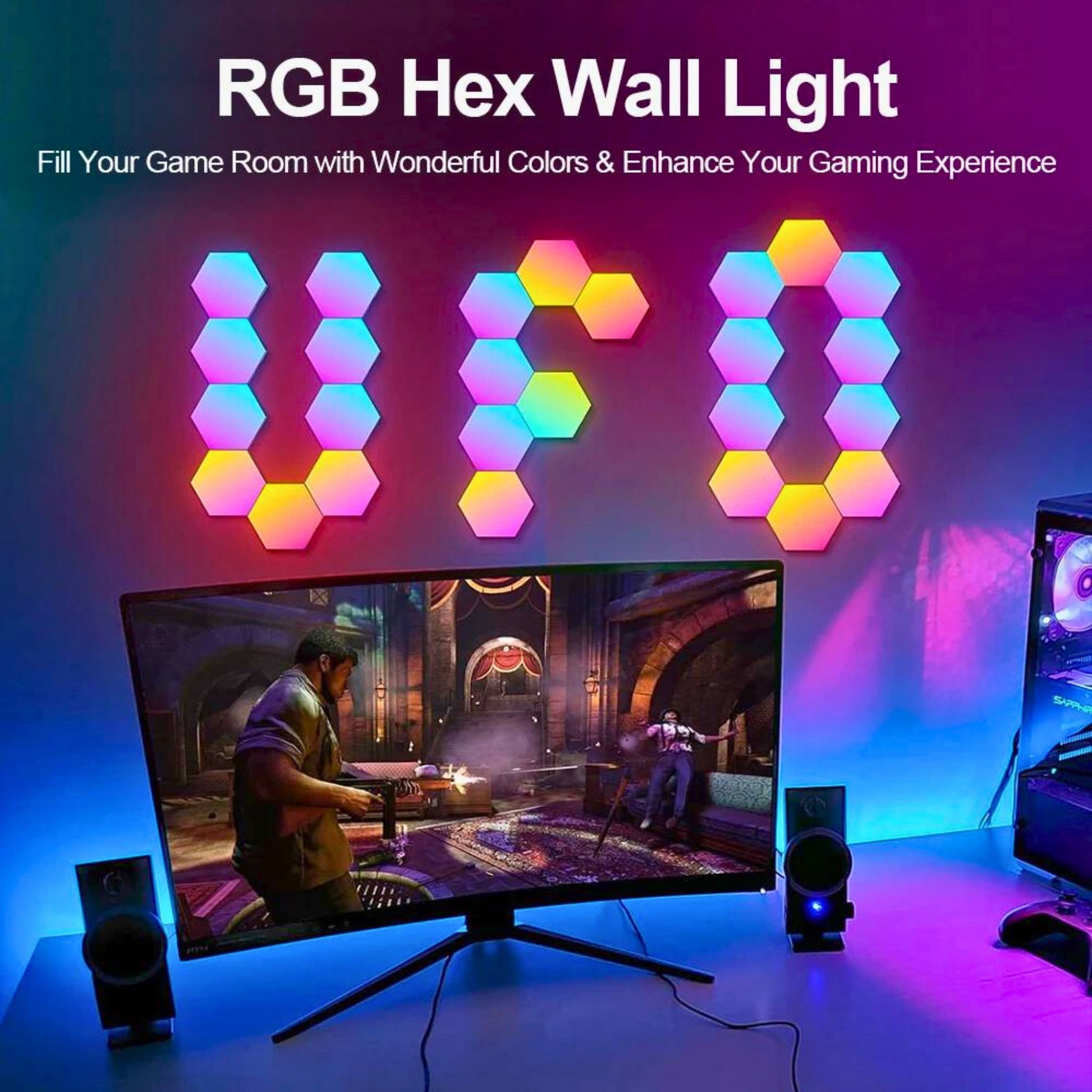 RGB smart hexagonal wall lamp gaming room