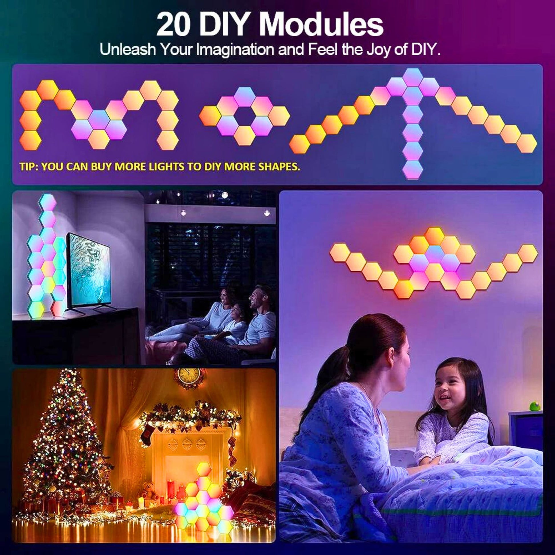 RGB smart hexagonal wall lamp DIY modules