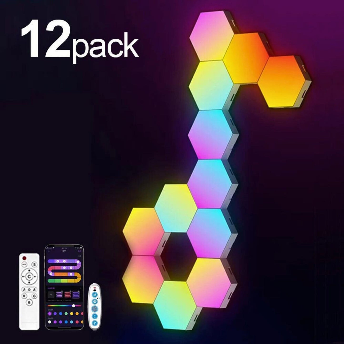 RGB smart hexagonal wall lamp 12 pack