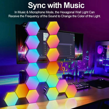 RGB smart hexagonal wall lamp sync with music