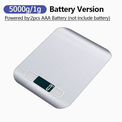 Rechargeable kitchen scale silver 5kg battery