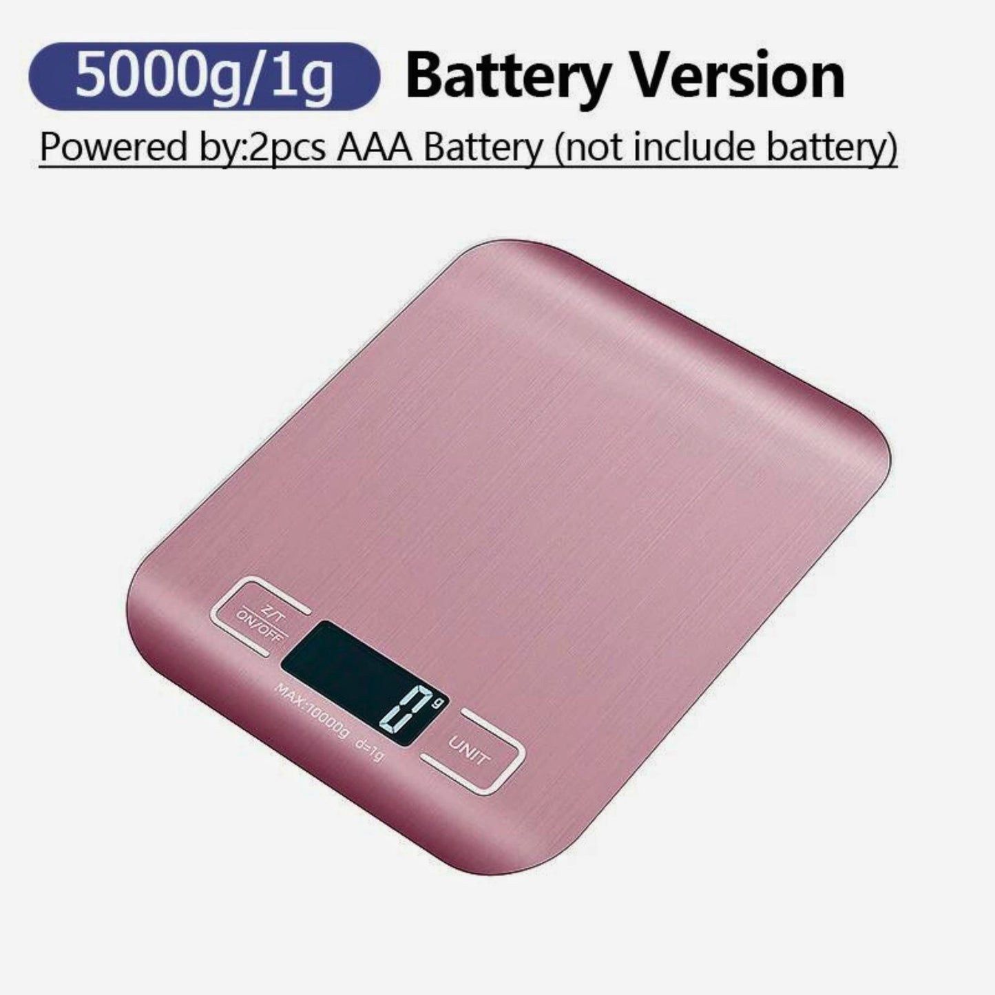 Rechargeable kitchen scale pink 5kg battery