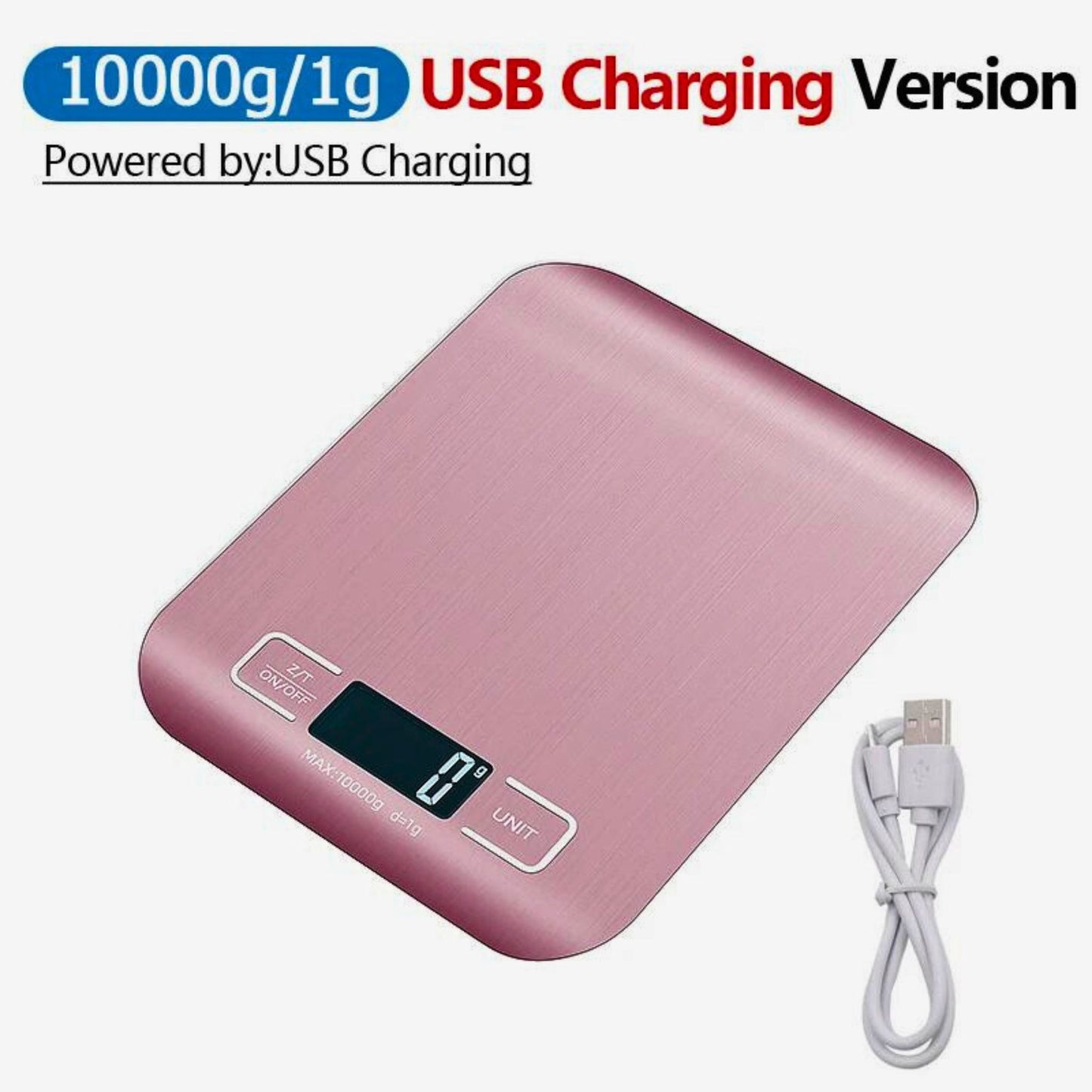 Rechargeable kitchen scale pink 10kg USB