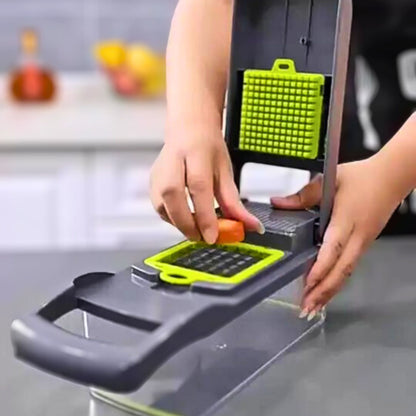 Vegetable chopper being used